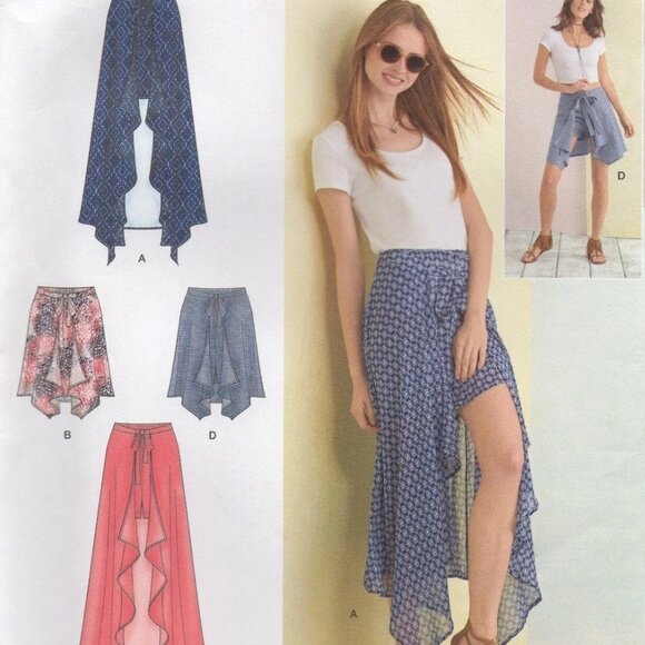 Simplicity Sewing Pattern 8343 Skirt Front Tie Wrap & Shorts Misses Size 6 - 14 - Picture 2 of 4